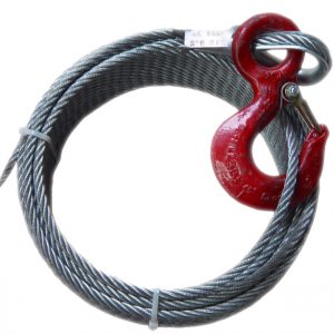 Steel cable equipped with a latch hook